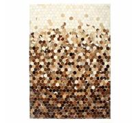 Owoxanthellate Tapis en cuir de vache patchwork 170 x 120 cm marron design moderne nid d'abeille pour salon, chambre à coucher et décoration intérieure