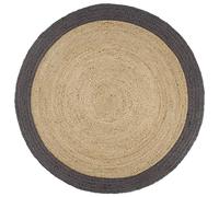Owoxanthellate Tapis rond, 210 cm, en jute tressé à la main, marron et gris foncé, tapis bohémien résistant pour salon, chambre à coucher et couloir