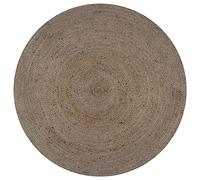 Owoxanthellate Tapis rond en jute tissée à la main - 120 cm - Gris - Texture naturelle - Robuste et moelleux - Design moderne pour salon, chambre à coucher, balcon