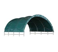 Owoxanthellate Tente de pâturage, en PVC, 3,7 x 3,7 m, verte, avec bâche de toit résistante aux UV de 500 g/m², cadre en acier inoxydable de 38 mm, design moderne et longue durée de vie, pour chevaux