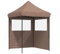 Owoxanthellate Tente de réception, pliable, pop-up, 200 x 200 cm, marron, avec 2 panneaux latéraux en PVC Oxford, structure en acier robuste, pour jardin, mariage, barbecue, festival