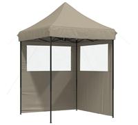 Owoxanthellate Tente de réception, pliable, pop-up, 200 x 200 cm, taupe, avec 2 panneaux latéraux en PVC Oxford, pour jardin, barbecue, mariage, festival, balcon et terrasse
