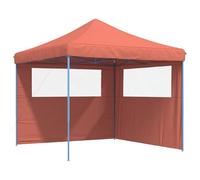 Owoxanthellate Tente de réception pop-up - 292 x 292 x 315 cm - Rouge terre cuite - Pliable - Avec 2 panneaux latéraux en tissu Oxford robuste - Structure en acier revêtu par pulvérisation - Résistant