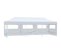 Owoxanthellate Tente de réception pop-up 3 x 9 m blanche pliable avec 5 parois latérales en PVC Oxford 600D résistant aux intempéries Cadre en acier stable pour jardin, mariage, barbecue