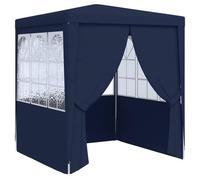 Owoxanthellate Tente de réception professionnelle avec parois latérales, 2,5 x 2,5 m, en polyéthylène 90 g/m², bleu, cadre en acier inoxydable, résistant aux UV, pour jardin, balcon et terrasse