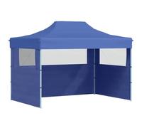 Owoxanthellate Tente de réception professionnelle, pliable, 3 x 4 m, cadre en acier bleu, avec 3 parois latérales, en PVC Oxford 600D, résistant aux UV, pour barbecue, fête et camping