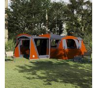 Owoxanthellate Tente familiale, gris, orange, 745 x 700 x 217 cm, en polyester 185T avec revêtement PU, design robuste résistant aux intempéries, grand vestibule, montage facile pour les aventures de