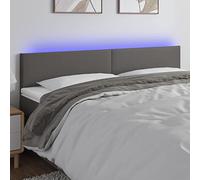 Owoxanthellate Tête de lit à LED en cuir synthétique - 200 x 5 cm - Rembourrage de tête réglable en hauteur - Gris - Pour chambre à coucher, jeux et idées de maison
