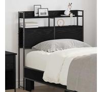 Owoxanthellate Tête de lit - Aspect chêne noir - 75 x 15 x 98 cm - Matériau du bois avec LED et étagère - Design moderne - Cadre en acier stable - Pour chambre à coucher Urban Living