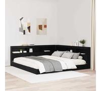 Owoxanthellate Tête de lit avec espace de rangement - En bois de chêne noir - 200 cm de large - En forme de L - Panneau arrière allongé moderne pour chambre à coucher