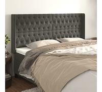 Owoxanthellate Tête de lit avec oreilles en velours gris foncé, 203 cm de large, réglable en hauteur, lit rembourré, paroi arrière pour chambre à coucher, design moderne