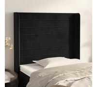 Owoxanthellate Tête de lit avec oreilles en velours noir réglable en hauteur 83 x 16 x 118/128 cm Tête de lit moderne rembourrée avec cadre en bois de mélèze robuste pour chambre à coucher et chambre