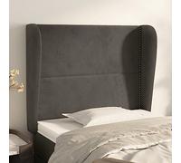 Owoxanthellate Tête de lit avec oreilles, gris foncé, 93 x 23 x 118/128 cm, en velours, réglable, design moderne, robuste et durable, pour chambre à coucher, lit double et lit à sommier tapissier