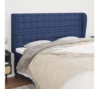 Owoxanthellate Tête de lit bleue avec oreilles - 203 x 23 x 118/128 cm - Hauteur réglable - Design moderne en tissu robuste - Pieds en bois massif et mousse - Pour chambre à coucher, chambre