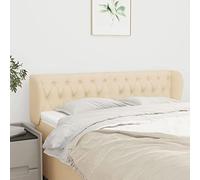 Owoxanthellate Tête de lit crème avec oreilles - 163 x 23 x 78/88 cm - Housse résistante en 100 % polyester - Pieds en bois - Hauteur réglable - Design moderne pour chambre à coucher et chambre d'amis