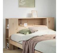 Owoxanthellate Tête de lit en pin massif 120 cm de large avec 7 compartiments de rangement, tête de lit rustique autoportante, paroi arrière peu encombrante, meuble pour chambre à coucher, 126 x 24 x