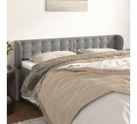 Owoxanthellate Tête de lit en velours avec oreilles, 203 x 23 x 78/88 cm, gris clair, hauteur réglable, design moderne, pieds en bois robuste, pour chambre à coucher, lit à sommier tapissier et cadre