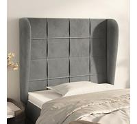 Owoxanthellate Tête de lit en velours gris clair réglable en hauteur 103 x 23 x 118/128 cm - Tête de lit rembourrée pour chambre à coucher et lit à sommier tapissier - Design moderne avec oreilles