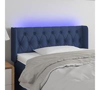 Owoxanthellate Tête de lit LED bleue 103 x 16 x 78/88 cm réglable en hauteur avec changement de couleur, cadre en bois massif, polyester, mousse pour chambre à coucher, chambre d'adolescent, chambre