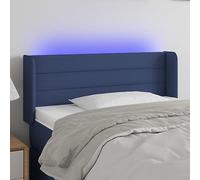 Owoxanthellate Tête de lit LED bleue - 103 x 16 x 78/88 cm - Réglable en hauteur - Remplie de mousse - Cadre en bois massif - Tissu respirant - Barre USB IP65 - Pour chambre à coucher, chambre