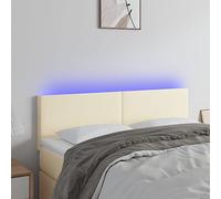 Owoxanthellate Tête de lit LED crème 144 x 5 x 78/88 cm - Hauteur réglable - En cuir synthétique - Design moderne - Applique murale flexible pour chambre à coucher et chambre d'amis