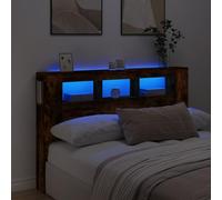 Owoxanthellate Tête de lit LED en chêne fumé - 160 x 18,5 x 103,5 cm - Matériau en bois avec barre RVB - Design moderne - Matériau robuste pour décoration de chambre à coucher