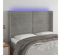 Owoxanthellate Tête de lit LED gris clair 147 x 16 x 118-128 cm en velours réglable en hauteur avec système d'éclairage coloré pour lire et regarder la télévision dans la chambre à coucher, pour lit à