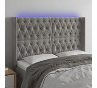 Owoxanthellate Tête de lit LED - Gris clair - 147 x 16 x 118 cm - 128 cm - En velours - Réglable en hauteur - Avec changement de couleur - Sécurité IP65 - Pour chambre à coucher, canapé-lit, salon