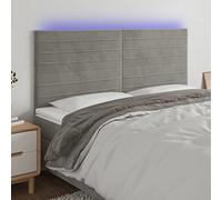 Owoxanthellate Tête de lit LED gris clair 180 cm en velours réglable en hauteur avec bande lumineuse colorée Design moderne pour lit double à sommier tapissier