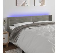 Owoxanthellate Tête de lit LED gris clair 203 x 16 x 78/88 cm réglable en hauteur avec housse en velours et bande lumineuse IP65 pour chambre à coucher et chambre d'amis