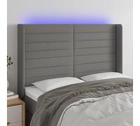 Owoxanthellate Tête de lit LED - Gris foncé - 147 x 16 x 118/128 cm - Hauteur réglable - Housse en tissu durable - Design moderne pour chambre à coucher - Idées de décoration d'intérieur