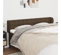 Owoxanthellate Tête de lit marron foncé 203 x 23 x 78/88 cm - Tête de lit réglable en hauteur en tissu polyester et mélèze massif - Coussin mural pour chambre à coucher, lit à sommier tapissier et lit