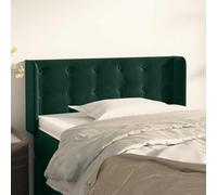 Owoxanthellate Tête de lit rembourrée en velours avec oreilles - Vert foncé - 93 x 16 x 78/88 cm - Réglable en hauteur - Pour chambre à coucher et lit à sommier tapissier