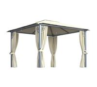 Owoxanthellate Tonnelle 300 x 300 x 270 cm - Structure en aluminium crème avec rideaux - Guirlande lumineuse LED - Pour jardin, terrasse, balcon, abri de barbecue - Design moderne