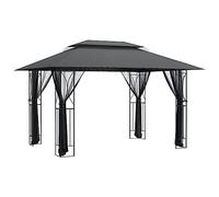 Owoxanthellate Tonnelle avec parois latérales - Anthracite - 400 x 300 x 270 cm - Cadre en acier - Double toit - Pour barbecue et mariage dans le jardin