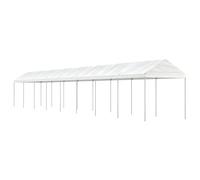 Owoxanthellate Tonnelle avec toit - Blanc - 17,84 x 2,28 x 2,69 m - En polyéthylène résistant aux UV et cadre en acier robuste - Tonnelle de jardin moderne pour terrasses, barbecues et balcons