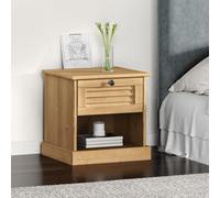 Owoxanthellate VIGO Table de chevet 42 x 35 x 42 cm en pin massif cire de miel, store, tiroir, compartiment ouvert, table d'appoint, chambre à coucher, couloir, salon