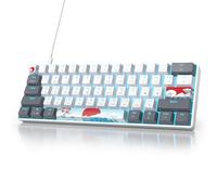 Owpkeenthy Clavier mécanique RVB 60 % rouge, mini clavier de jeu filaire ultra compact avec touches rétroéclairées PBT Dye-Sub pour Windows/Mac/PC (interrupteur blanc/rouge)
