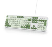 Owpkeenthy Clavier mignon avec touches rondes flottantes pour machine à écrire, clavier rétro filaire avec supports pliables pour ordinateur portable, bureau, PC, fenêtres (matcha)