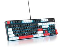 Owpkeenthy NKRO Clavier de jeu mécanique 104 touches avec pavé numérique, clavier de bureau filaire 100 % lumineux, rétroéclairage RVB avec interrupteur rouge pour joueur sur PC (104 noir)