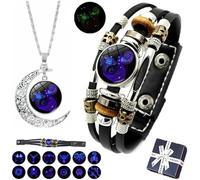 OWSEN Spiritio Zodiac Leather Bracelet | Zodiac Signs Spirit Bracelet | Multilayer Constellation Zodiac Leather Bracelet Handmade Woven Zodiac Sign Wrap Bracelet Wristband for Women Men (Aquarius)