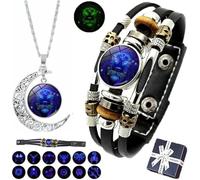 OWSEN Spiritio Zodiac Leather Bracelet | Zodiac Signs Spirit Bracelet | Multilayer Constellation Zodiac Leather Bracelet Handmade Woven Zodiac Sign Wrap Bracelet Wristband for Women Men (Leo)