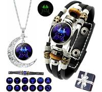 OWSEN Spiritio Zodiac Leather Bracelet | Zodiac Signs Spirit Bracelet | Multilayer Constellation Zodiac Leather Bracelet Handmade Woven Zodiac Sign Wrap Bracelet Wristband for Women Men (Gemini)