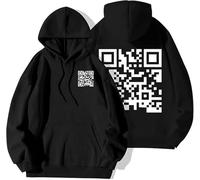 OWSEN Sweat à capuche humoristique avec code QR Fu-ck You, code QR Scanne, blague drôle à capuche unisexe, imprimé au dos avec message QR Code Fu-ck You, sweatshirt amusant à code QR, Noir , 4XL