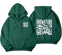 OWSEN Sweat à capuche humoristique avec code QR Fu-ck You, code QR Scanne, blague drôle à capuche unisexe, imprimé au dos avec message QR Code Fu-ck You, sweatshirt amusant à code QR, Vert, 3XL