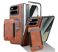 OWSIHNZBF for Google Pixel 11 Pro Fold Wallet Case | Built in Hinge Protection & Screen Protector & Kickstand,Detachable Magnetic Card Holder Wallet Case(Kahverengi)