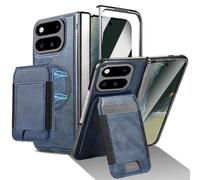 OWSIHNZBF for Google Pixel 11 Pro Fold Wallet Case | Built in Hinge Protection & Screen Protector & Kickstand,Detachable Magnetic Card Holder Wallet Case(Blu)
