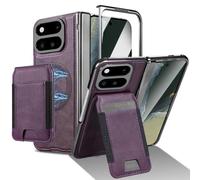 OWSIHNZBF for Google Pixel 11 Pro Fold Wallet Case | Built in Hinge Protection & Screen Protector & Kickstand,Detachable Magnetic Card Holder Wallet Case(Mor)