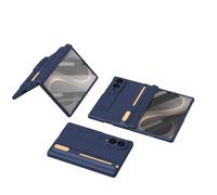 OWSIHNZBF for Samsung Galaxy Z Fold 8 Hinge Case W S Pen | Built-in Screen Protector,S Pen Slot & Kickstand, Hard PC Shockproof All-Inclusive Protective Cover(Blu)