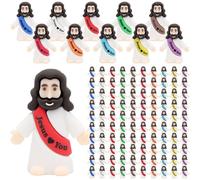 Owurha Lot de 100 mini figurines de Jésus Love You en vrac pour cachette, école du dimanche, cadeaux de fête religieuse, cadeaux de baptême, œufs de Pâques